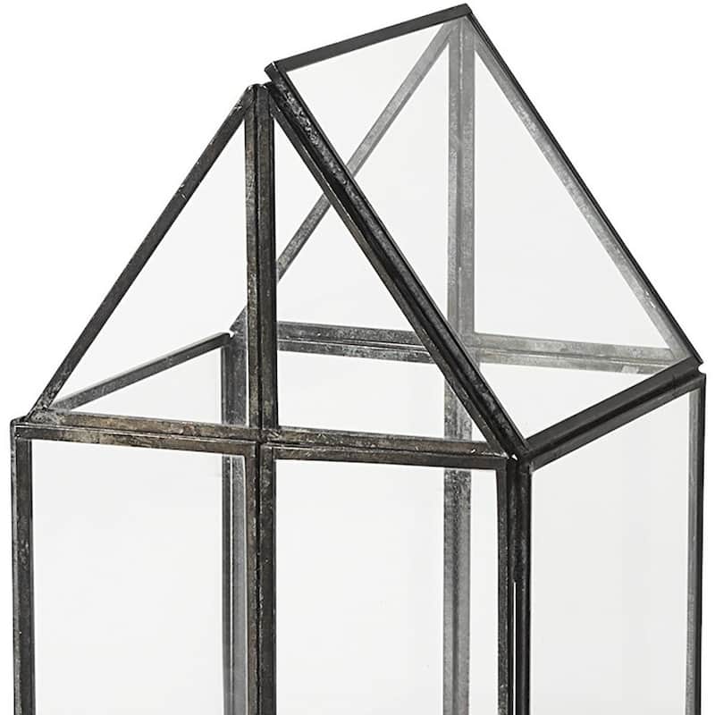 HomeRoots Clear Glass and Metal Terrarium Box
