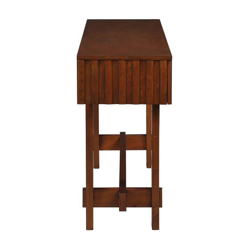 Mid Century Farmhouse Fluted Console Table with Storage Drawers