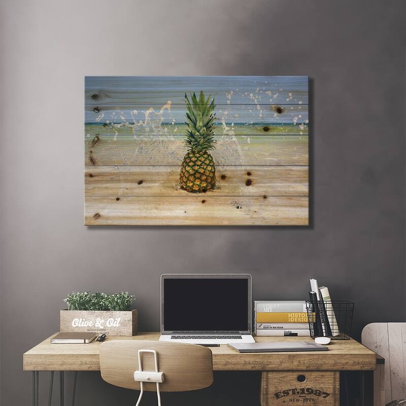 South Florida Pineapple III Print On Wood by Adam Mead - Multi-Color