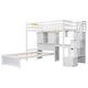 preview thumbnail 15 of 14, Loft Bed with Built-in Desk and Staircase, With Storage Compartments and Shelves, Twin over Twin, White