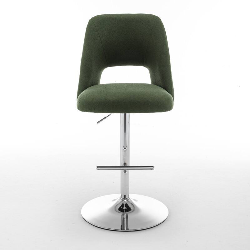 Best Quality Furniture Adjustable Textured Fabric Barstools with Chrome Finish Base (Set of 2)