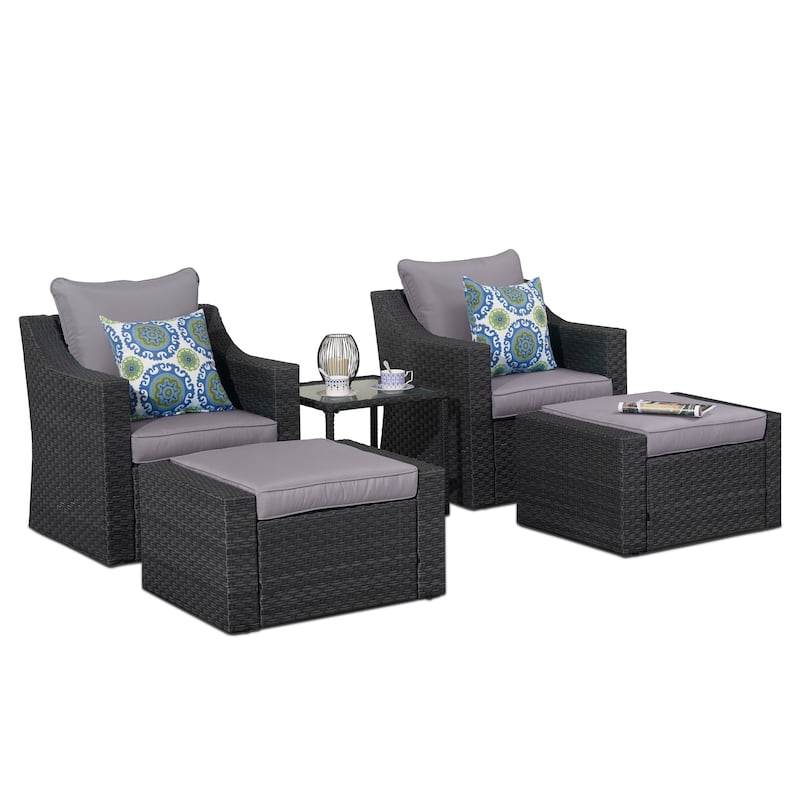 Royalcraft 5 Piece Wicker Outdoor Conversation Set with cushions