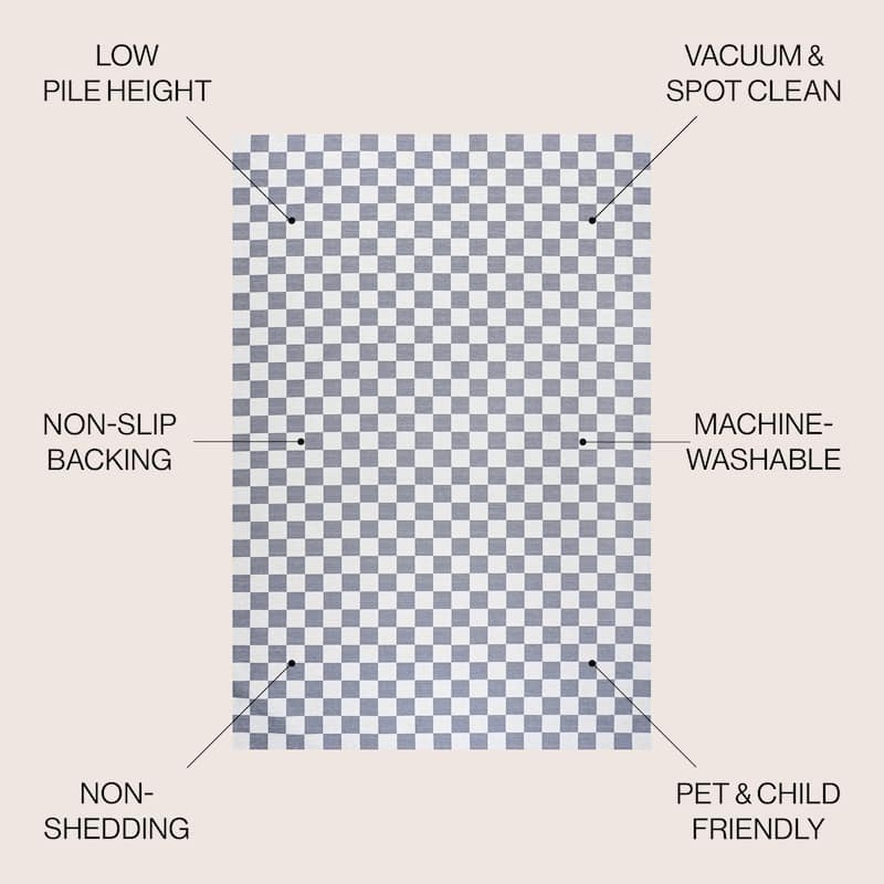 JONATHAN Y Kassia Modern Cottage Checkerboard Washable Area Rug