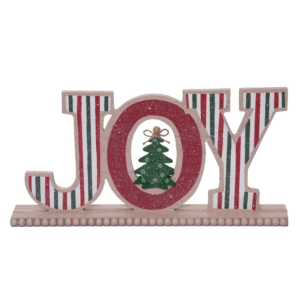 Transpac Wood 13.62 in. Multicolor Christmas Cottage Joy Mantle