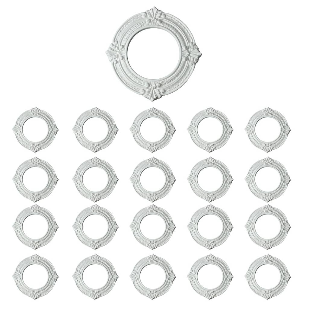 White Recessed Ceiling Medallion Polyurethane Foam Ornate Water resistant ID 6" x OD 10" (Set of 20) Renovators Supply