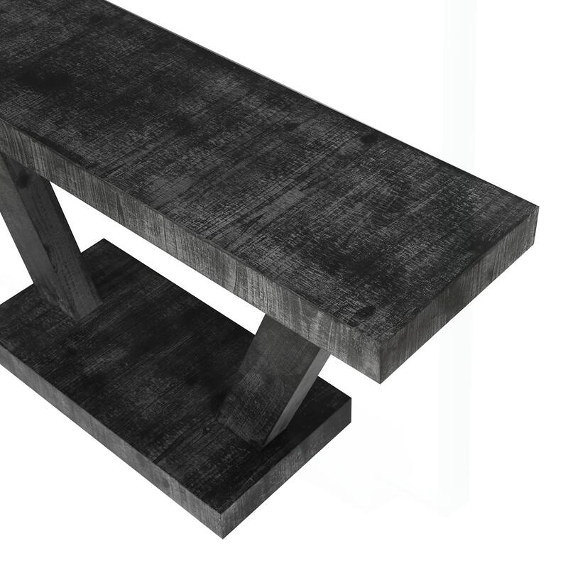 Rustic Distressed Wood Entryway Bench with Versatile Storage Cabinet