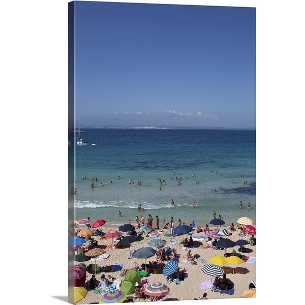 Sunbathers On The Beach Palau Olbia Tempio Italy Canvas Palau Olbia Tempio Italy