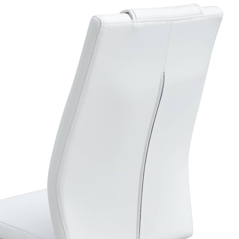 Faux Leather Dining Room Chairs with Upholstered Seat, Modern Kicthen Chairs Armless Accent Chairs with Metal Legs, Set of 4