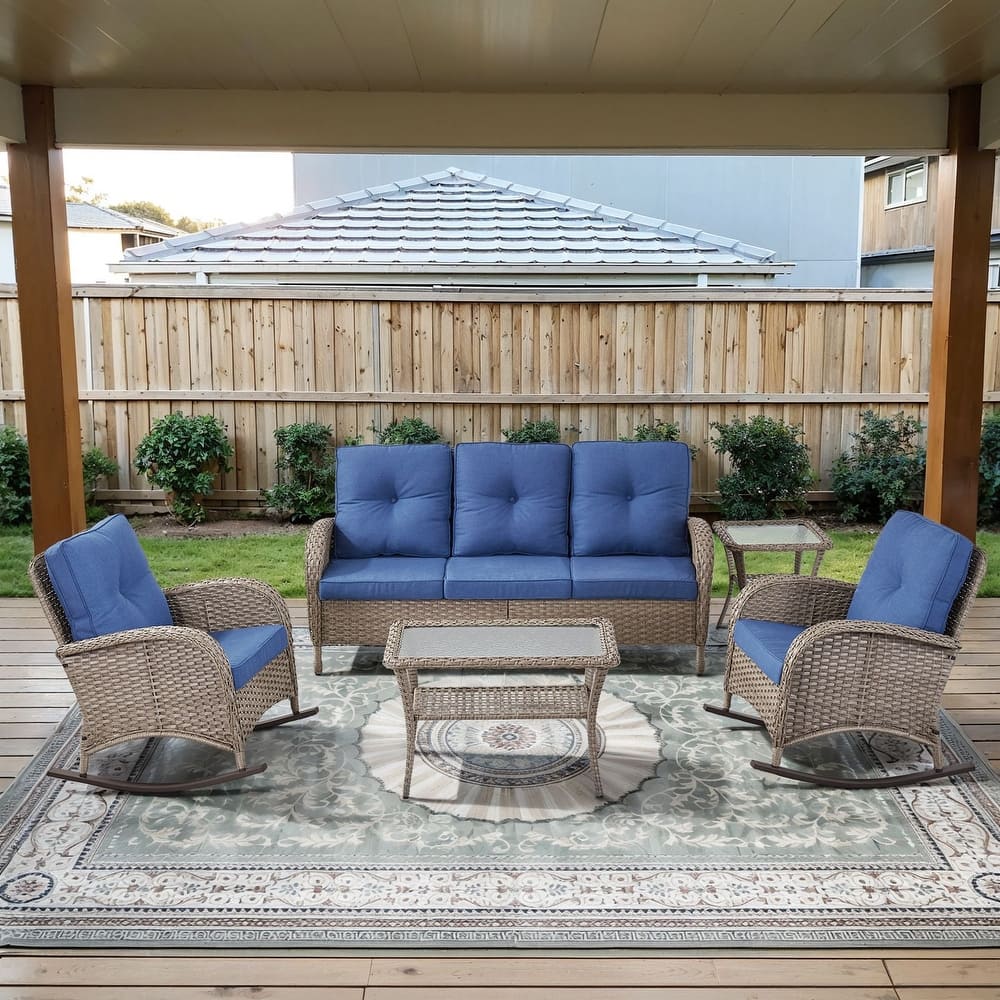 Gymojoy Outdoor Wicker Patio Furniture Sofa Chair Set Weather-Resistant