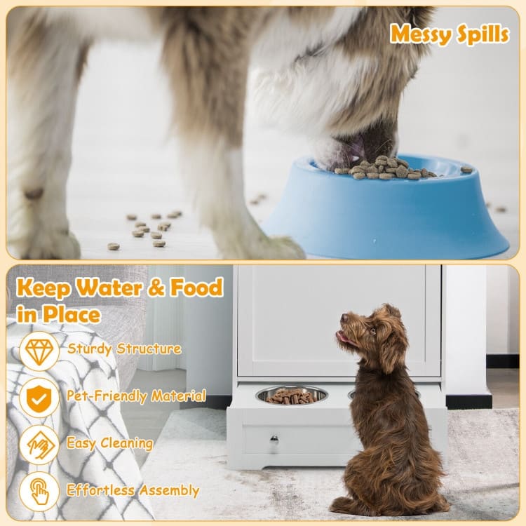Pet Feeder Station with Stainless Steel Bowl - 24" x 14" x 32.5"