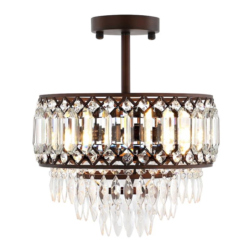 GetLedel 3-Light Dimmable Crystal Semi-Flush Mount Chandelier