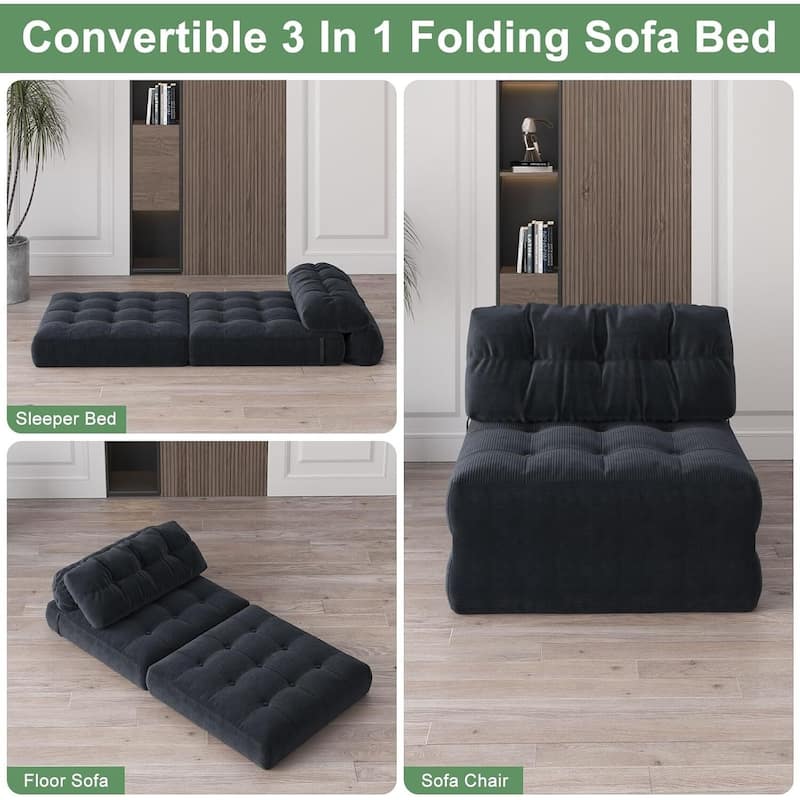 Portable Floor Folding Sofa Bed, Convertible Sleeper Chair for Living Room