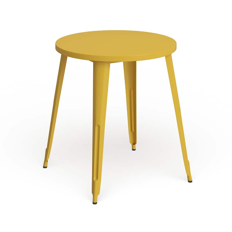 30'' Round Metal Indoor-Outdoor Table - 30"W x 30"D x 29.5"H - Yellow