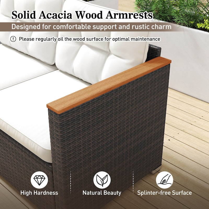 Costway 3-Seat Patio Couch Sofa PE Rattan Wicker Outdoor Loveseat - See Details