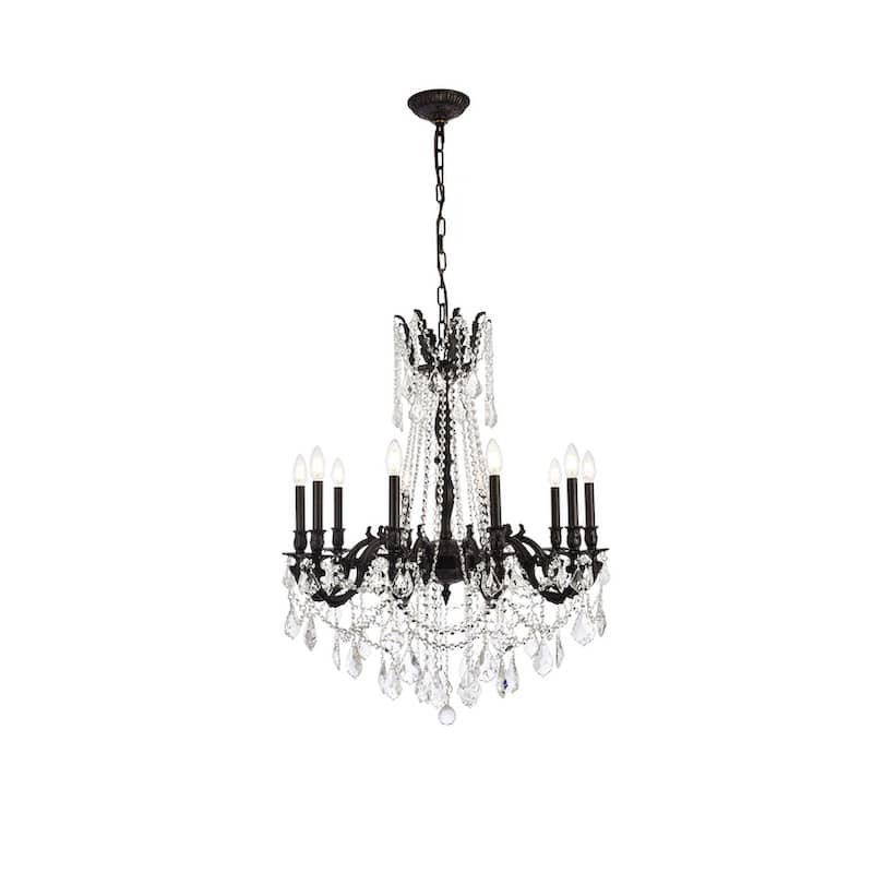 Fleur Illumination 10 light Dark Bronze Chandelier - Dark bronze/royal cut crystals