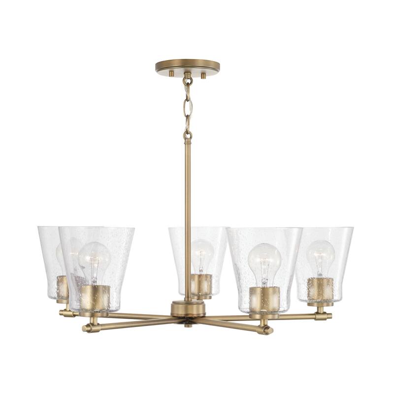 Baker 5-light Chandelier w/ Clear Seeded Glass