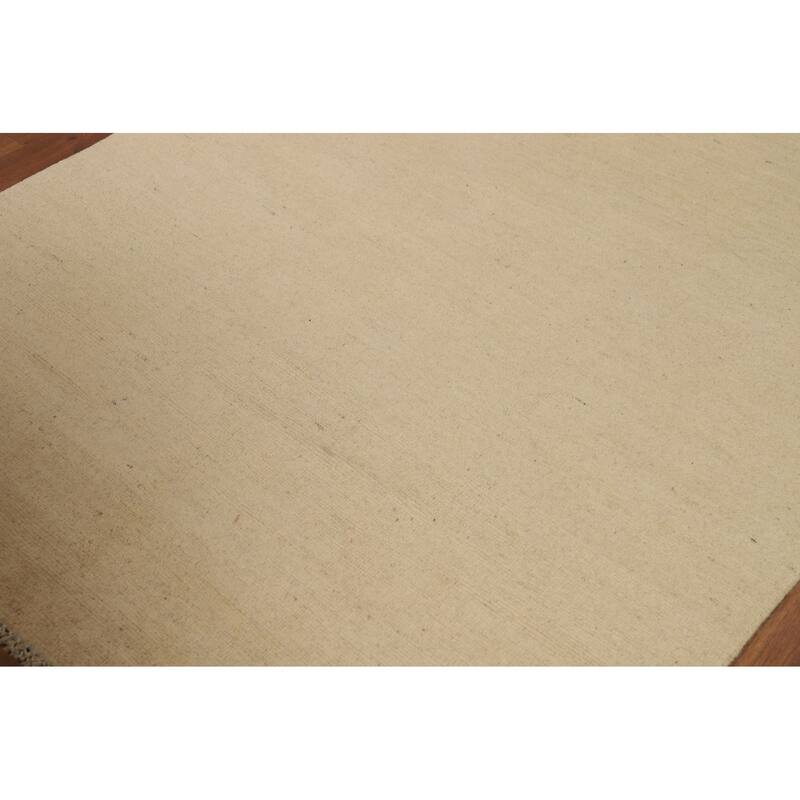 Modern Gabbeh Oriental Rug Beige Handmade Wool Carpet - 4'9"x 6'5"