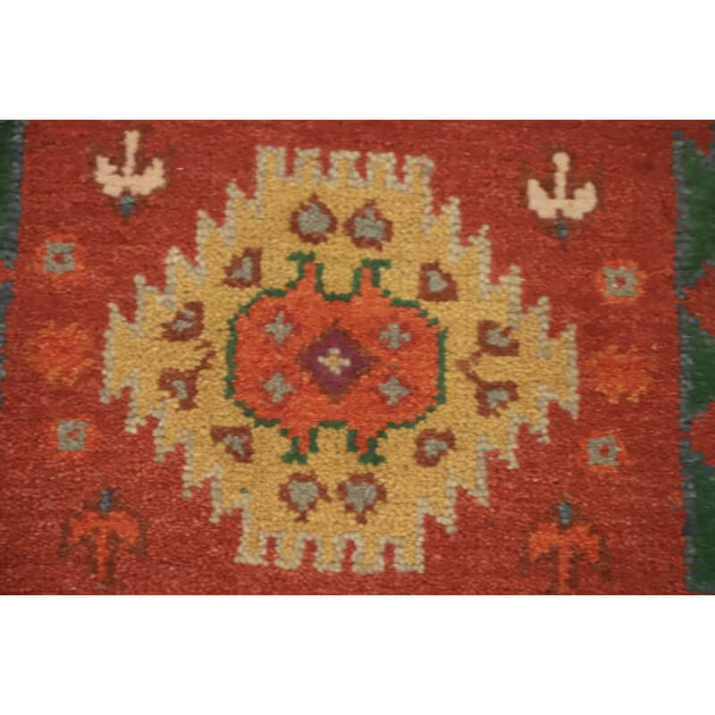 Hand-knotted Traditional Wool Orange Geometric Area Rug Oriental Carpet - 6' 2'' X 4' 0''