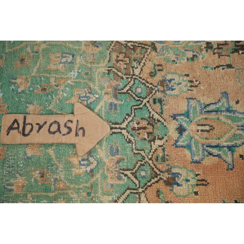 Hand Knotted Oriental 100% Wool Carpet Traditional Floral Peach Mashad Area Rug - 10' 7'' X 7' 1''