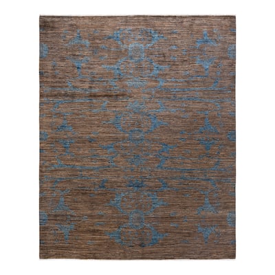 Overton Hand Knotted Wool Vintage Inspired Modern Contemporary Eclectic Brown Area Rug - 8 X 10