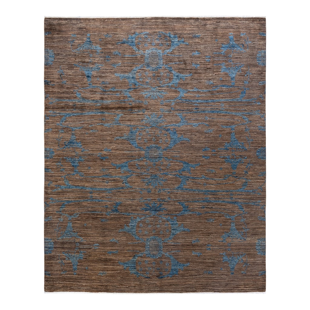 Overton Hand Knotted Wool Vintage Inspired Modern Contemporary Eclectic Brown Area Rug - 8 X 10