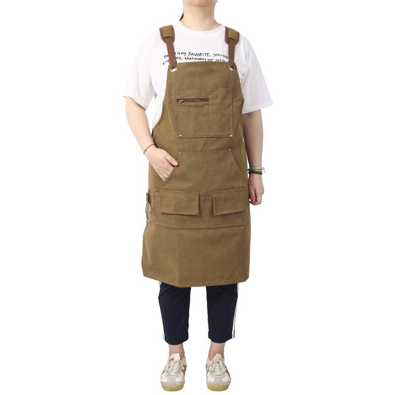 Anmytek Heavy Duty Canvas Work Apron with Pockets for Woodworking Gardening BBQ Men Women