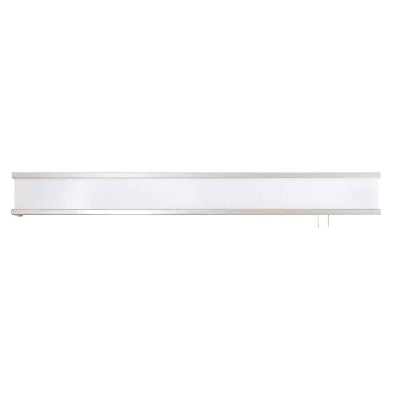 Randolph 50" LED Overbed Wall Light - 50"L x 4"Ext x 4"W x 4.88"H - 50"L x 4"Ext x 4"W x 4.88"H - Linen White Shade/Satin Nickel