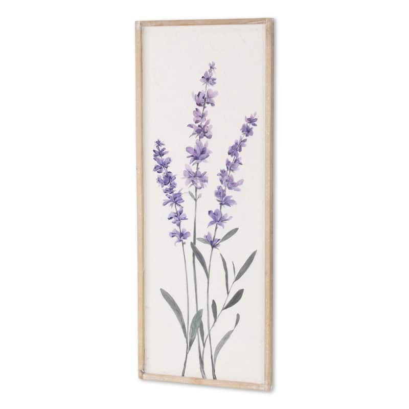 HomeRoots 32" X 12" Natural White And Lavender Floral Wood Framed Art