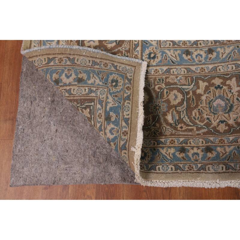 Traditional Mashad Persian Vintage Area Rug Handmade Wool Carpet - 9'8"x 12'9"