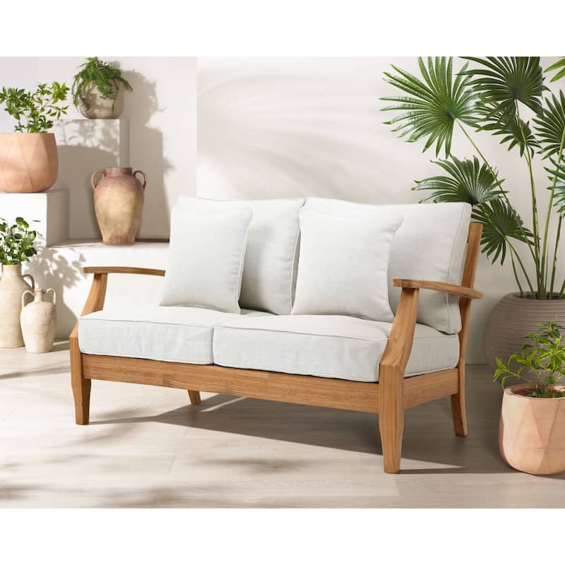 SAFAVIEH Couture Martinique Wood Patio Loveseat - 56"W x 35"D x 32"H