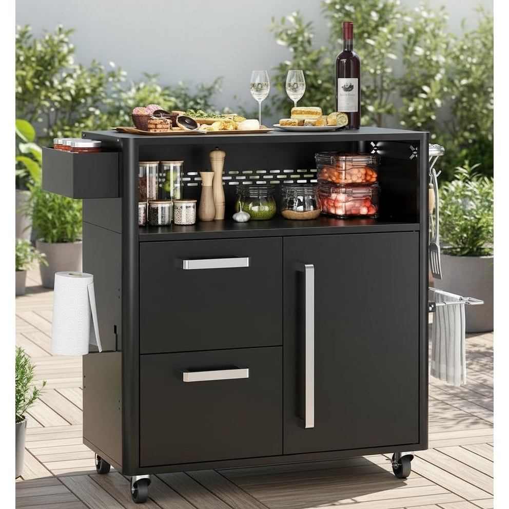 Outdoor Grill Cart, with Storage and Wheels