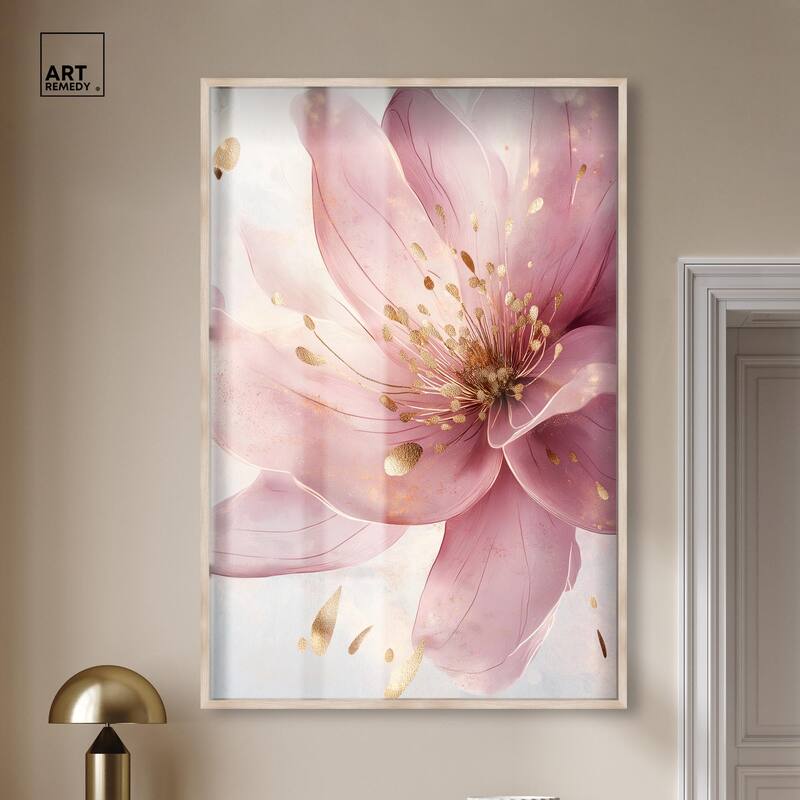 Pink and Gold Bloom Shadowbox by Art Remedy