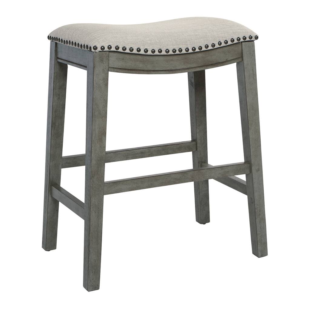 The Gray Barn Arbakka Grey 24-inch Saddle Bar Stools (Set of 2)