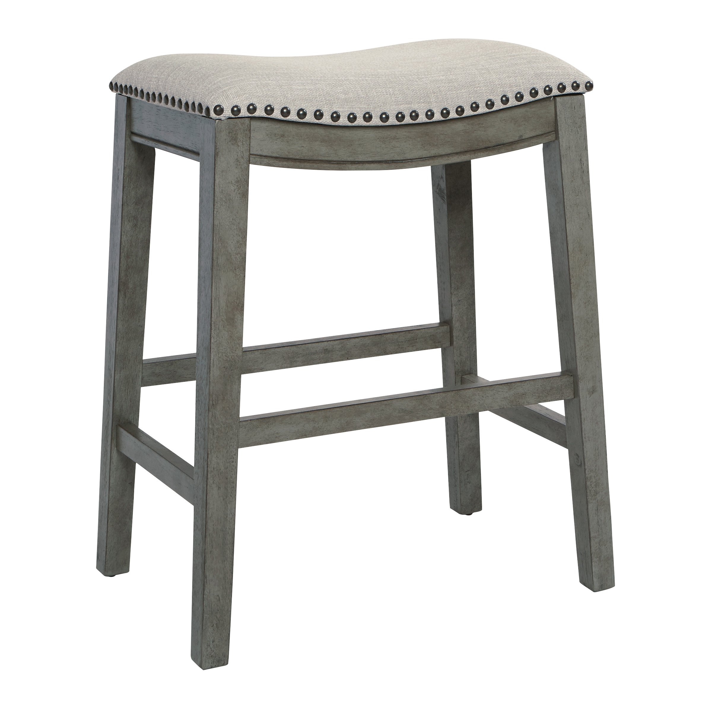 The Gray Barn Arbakka Grey 24 inch Saddle Bar Stools Set of 2