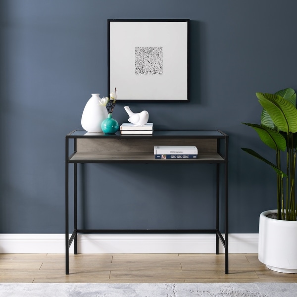 Carbon Loft Geller Compact Desk with Glass Top. Opens flyout.
