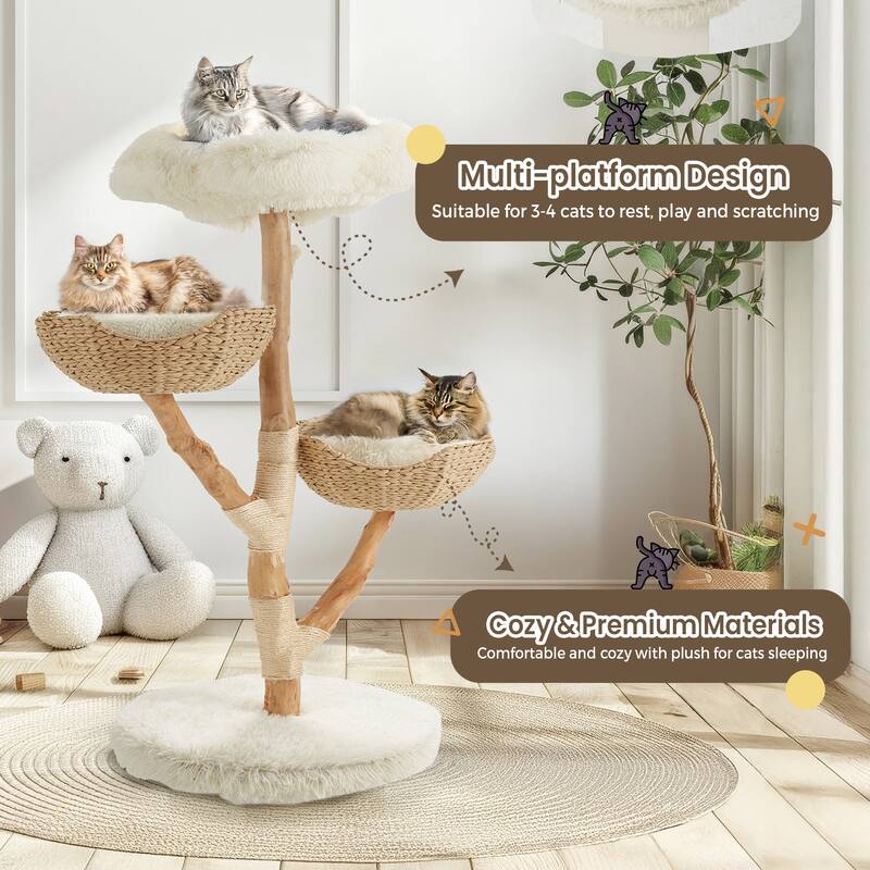 Sunflower Cat Tree, Multi-Functional Cozy Cat Tower, Cat Condo for Indoor Cats