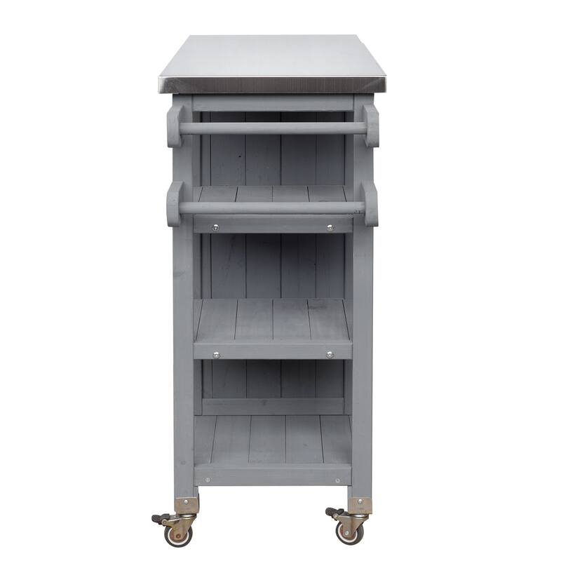 Foldable Outdoor Kitchen Island Cart with Lockable Wheels and Storage Cabinet