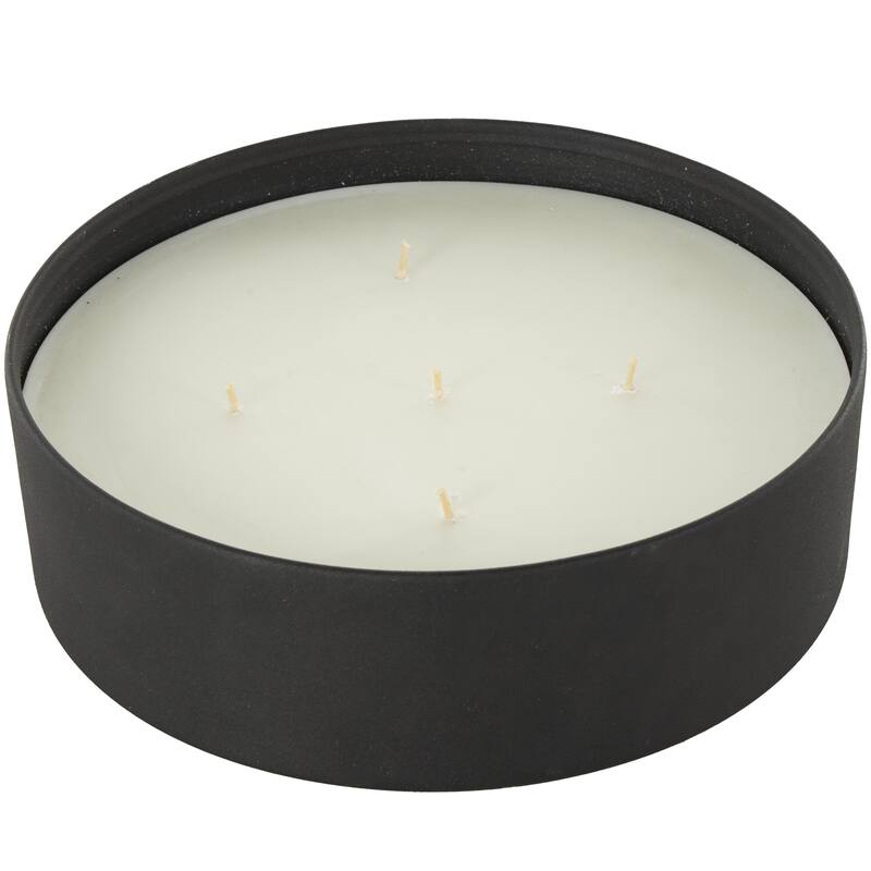 Cream, Black or Beige Metal Scented Textured 59oz 5 Wick Decorative Candle with White Wax