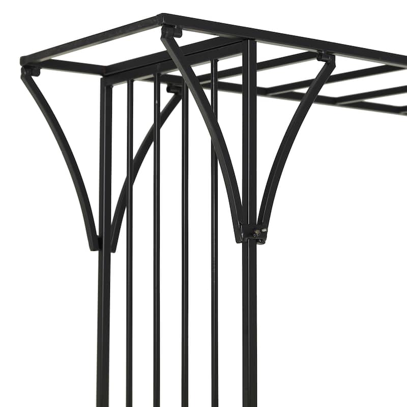Metal Indoor Outdoor Garden Arbor with Lattice Work Sides - Black - Roche River Decor