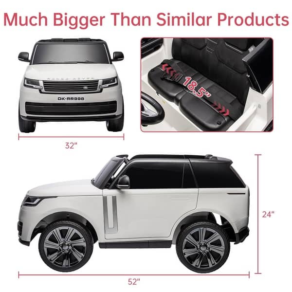 dimension image slide 1 of 4, 2 Seater Battery Operated 24V Electric Truck Vehicle Licensed Land Rover with Spring Suspension