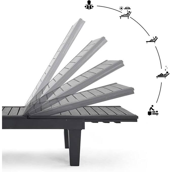 2 Sets Outdoor Patio Recliner Chaise Lounge Chair with Waterproof UV Resistant