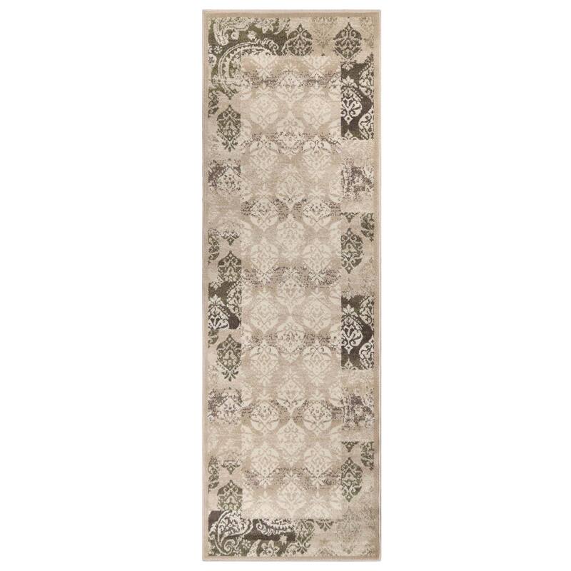 Superior Modern Paisley Geometric Polypropylene Indoor Area Rug - 2' 7" x 8' - Beige