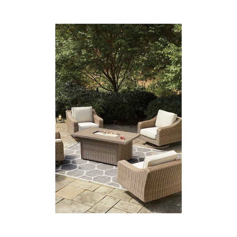 Beachcroft Outdoor Rectangular Fire Pit Table - 58" W x 30" D x 25.13" H