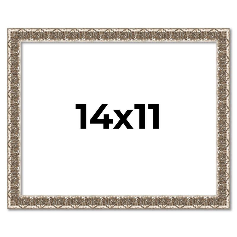 14x11 Frame Silver Versailles Ornate Solid Wood Picture Frame | 1 Inch