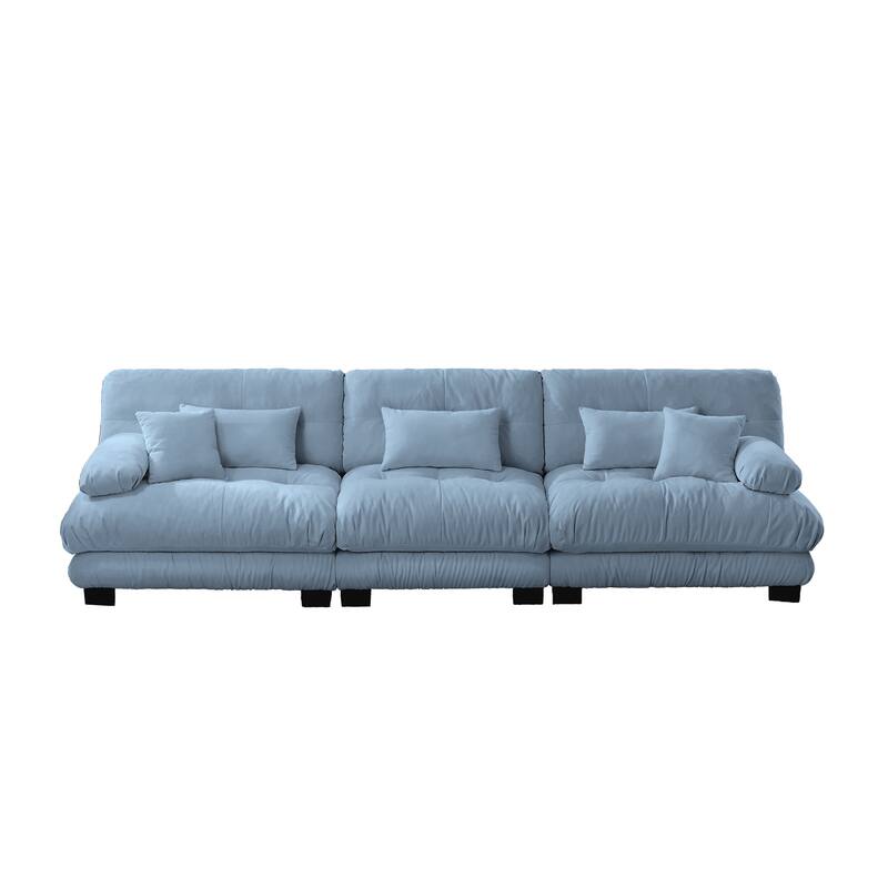 Roomfitters 3-Seater Modular Chenille Sofa, Deep Seat Cloud Couch with Round Bolster Armrests