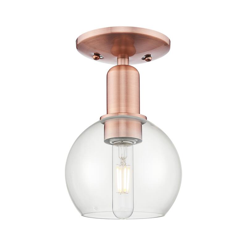 Innovations Lighting Endless Possibilities Arcadia - Athens - 1 Light 6" Semi-Flush Mount - Clear/Antique Copper