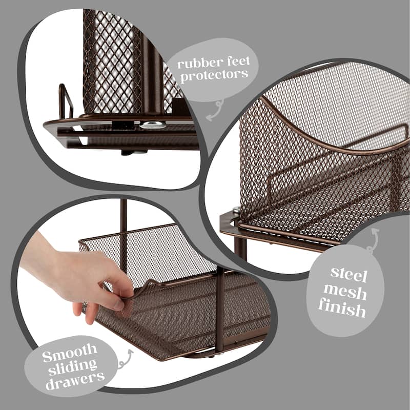 Sorbus 2 Tier Under Sink Bathroom Organizers and Storage (2 Pack) - 14" L x 9.3" W x 12.25" H