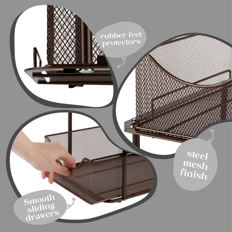Sorbus Mesh Sliding Drawers Baskets (2 Tier)
