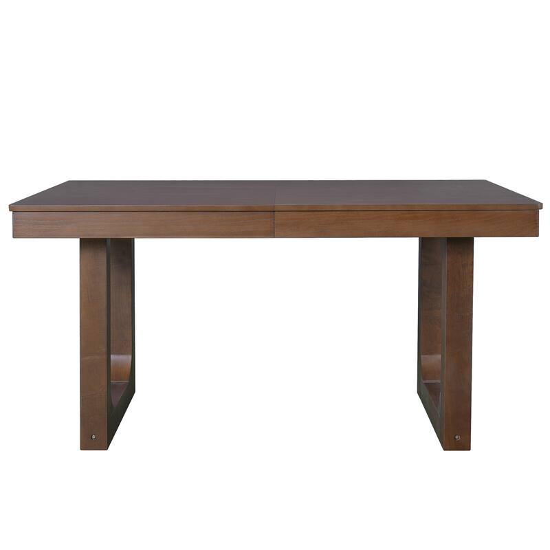 Extendable Farmhouse Dining Set for 6, 78" Rustic Wood Table with 18" Leaf and 6 Upholstered Chairs for Dining Room