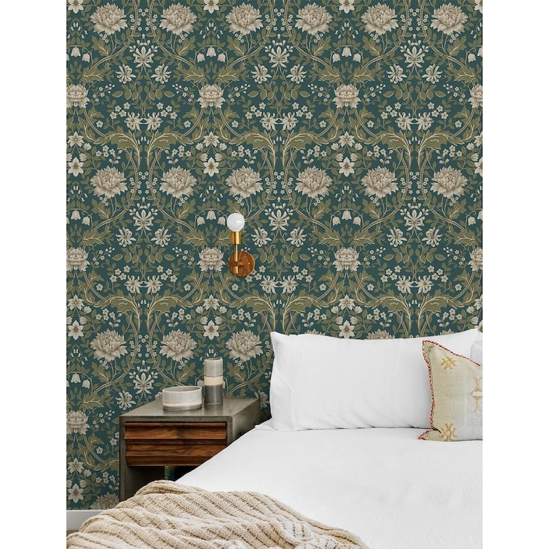 Seabrook Designs Honeysuckle Floral Prepasted Wallpaper